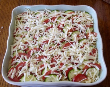 Tomato and Zucchini topped Macaroni and Cheese myfavouritepastime.com